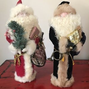 2 HandCrafted PaperMâché Santa Figures